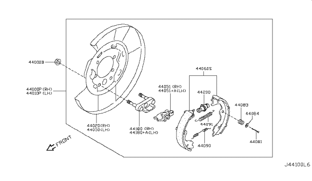 2010 Infiniti FX35 Rear Brake Plate Assembly, Right Diagram for 44020-1CA6A