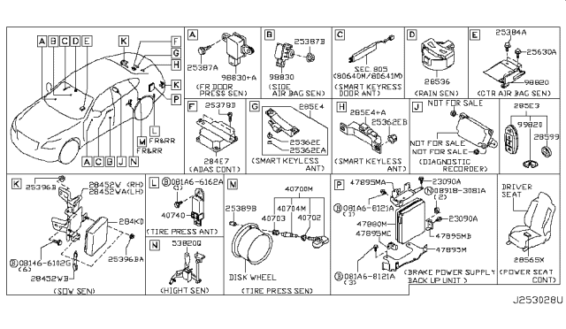 2013 Infiniti M35h Switch Assembly - Smart KEYLESS Diagram for 285E3-1MP0D