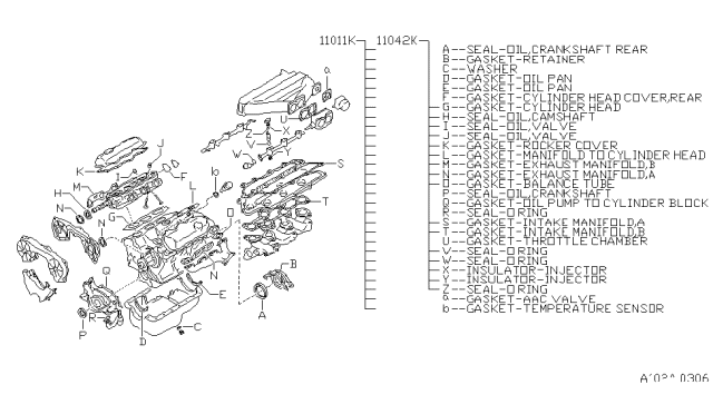 1999 Infiniti QX4 Engine Gasket Kit Diagram