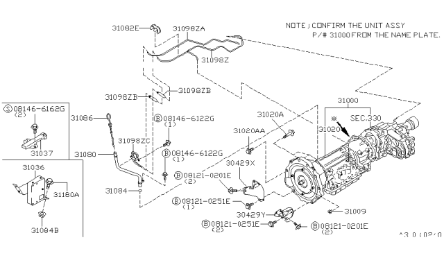 2000 Infiniti QX4 Auto Transmission,Transaxle & Fitting Diagram 7