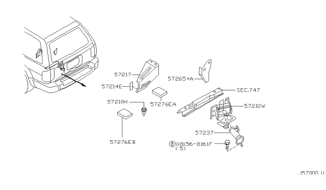 2003 Infiniti QX4 Spare Tire Hanger Diagram