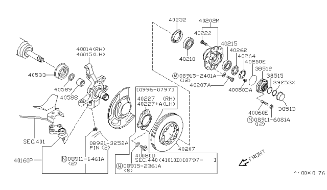 1998 Infiniti QX4 Joint Assembly - Ball, Lower Diagram for 40160-0W025