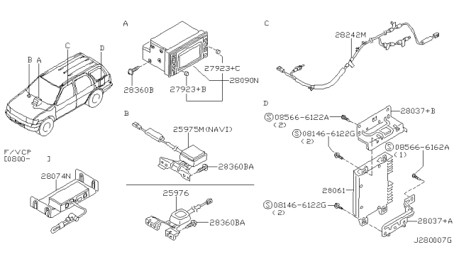 2000 Infiniti QX4 Antenna Assembly-Global Positioning System Diagram for 25975-4W900