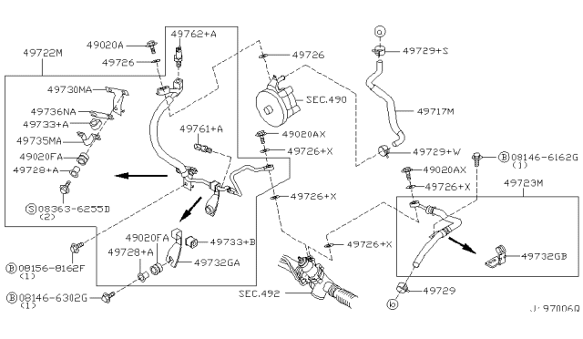 2001 Infiniti QX4 Power Steering Piping Diagram 4