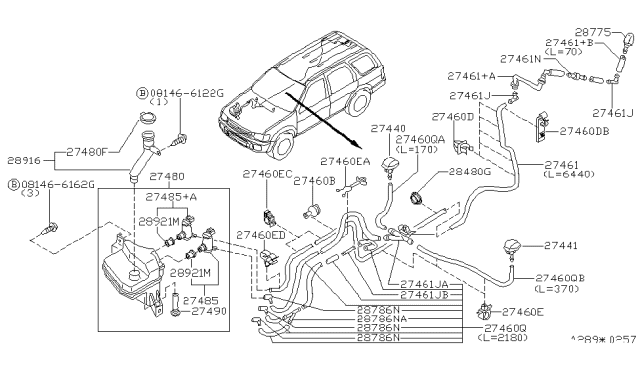 2001 Infiniti QX4 Packing-Washer Motor Diagram for 28921-50Y00
