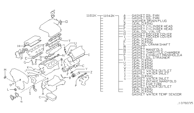 2001 Infiniti QX4 Engine Gasket Kit Diagram 2