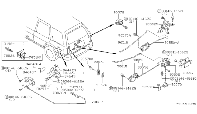 1998 Infiniti QX4 Rod-Auto Door Lock Diagram for 90556-0W000