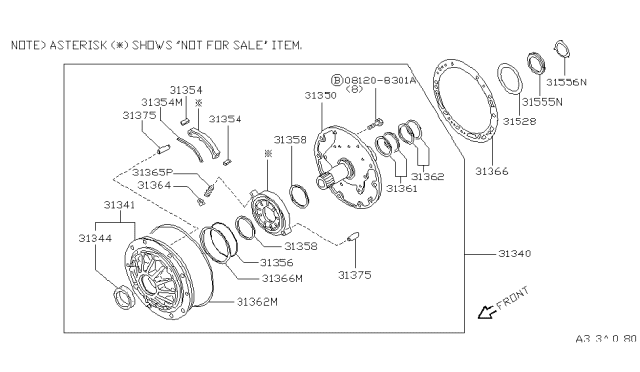 1997 Infiniti QX4 Pump Assembly-Oil Diagram for 31340-41X77