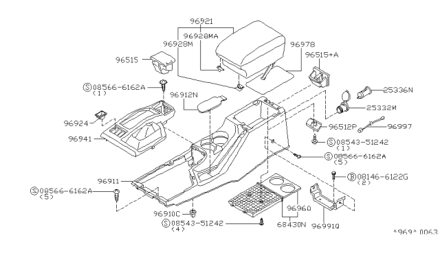1999 Infiniti QX4 Console Box Diagram 1