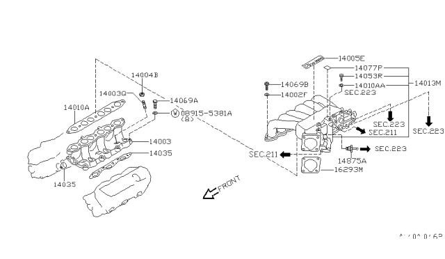 1998 Infiniti QX4 Gasket-Manifold To Cylinder Head Diagram for 14035-V5203