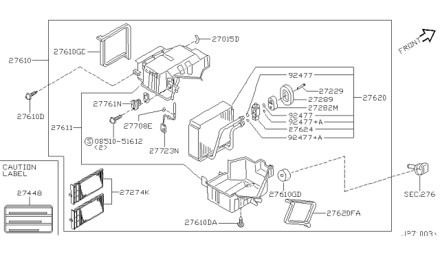 2000 Infiniti QX4 Cooling Unit Assy Diagram for 27270-2W600