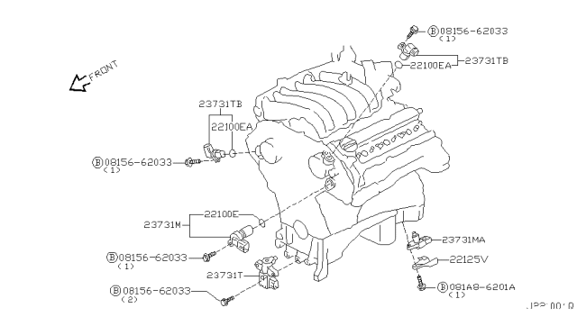 2001 Infiniti QX4 Engine Crankshaft Position Sensor Diagram for 23731-4W000
