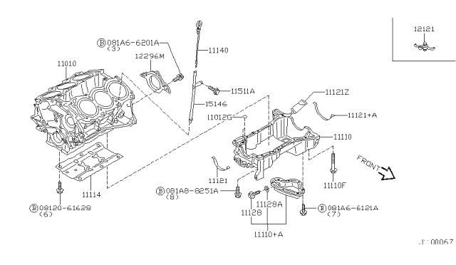 2001 Infiniti QX4 Oil Pan Assembly Diagram for 11110-4W010