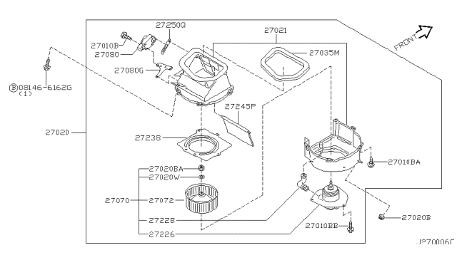 1999 Infiniti QX4 Blower Assy-Front Diagram for 27200-1W600