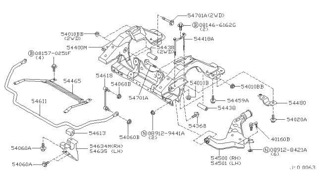 2001 Infiniti QX4 Transverse Link Complete, Right Diagram for 54500-0W001