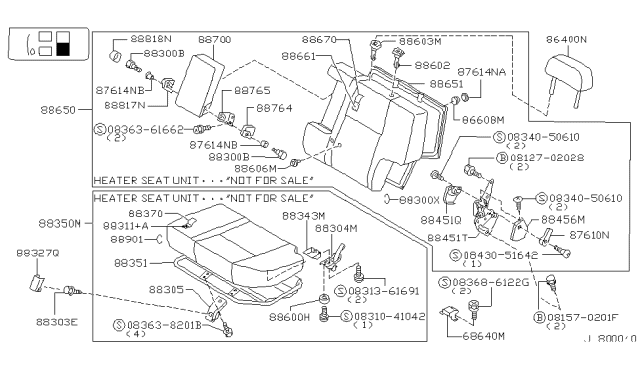 2002 Infiniti QX4 Knob-Seat Back Diagram for 87610-72F00