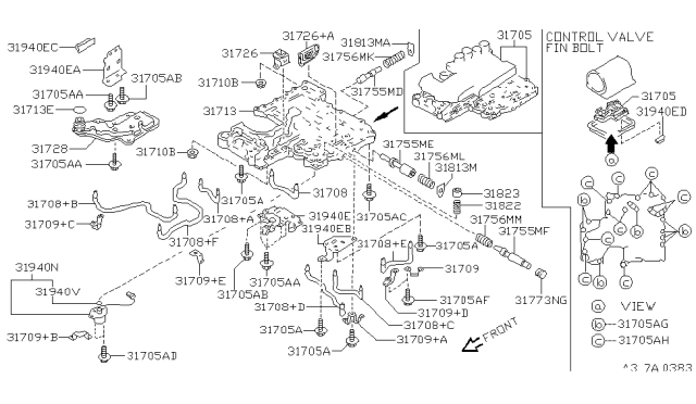 2001 Infiniti QX4 Oil Strainer Assembly Diagram for 31728-41X03