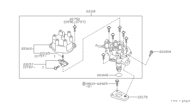 1998 Infiniti QX4 Rotor Head Diagram for 22157-1W600