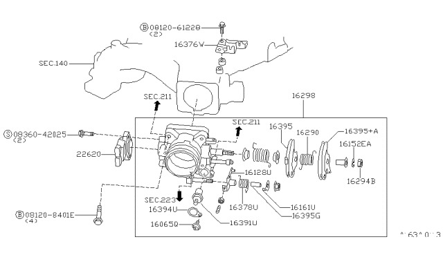 1999 Infiniti QX4 Throttle Body Diagram for 16118-0W010
