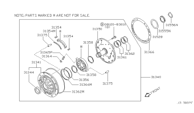 2001 Infiniti QX4 Pump Assembly-Oil Diagram for 31340-41X81