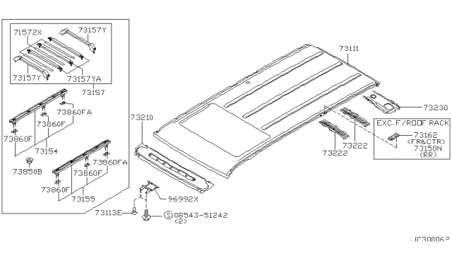 1998 Infiniti QX4 Roof Panel & Fitting Diagram 2