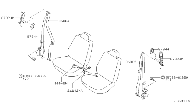2000 Infiniti QX4 Front Seat Belt Diagram 2