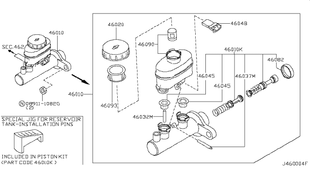 2001 Infiniti QX4 Brake Master Cylinder Diagram 1