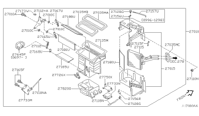 1998 Infiniti QX4 Lever-Vent,NO.1 Diagram for 27165-2M101