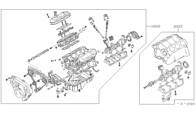 2000 Infiniti QX4 Bare & Short Engine Diagram 1