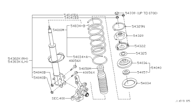1999 Infiniti QX4 Front Coil Spring Diagram for 54010-0W002