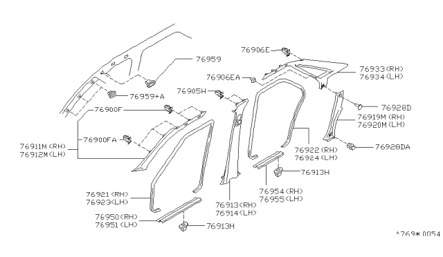 1990 Infiniti Q45 Body Side Trimming Diagram