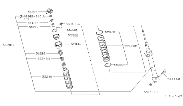 1995 Infiniti Q45 Rear Suspension Spring Diagram for 55020-68U00
