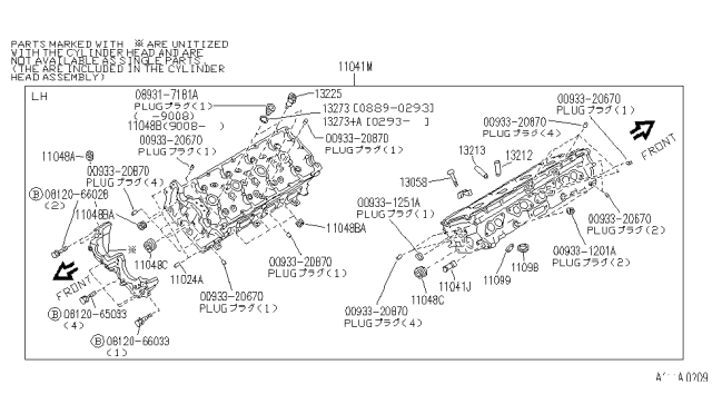 1994 Infiniti Q45 Bolt-Cylinder Head Diagram for 13224-60U10