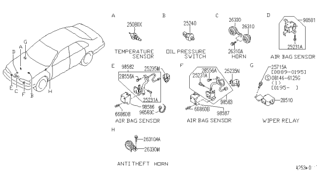 1994 Infiniti Q45 Horn Assembly-ANTITHEFT Diagram for 25605-67U15