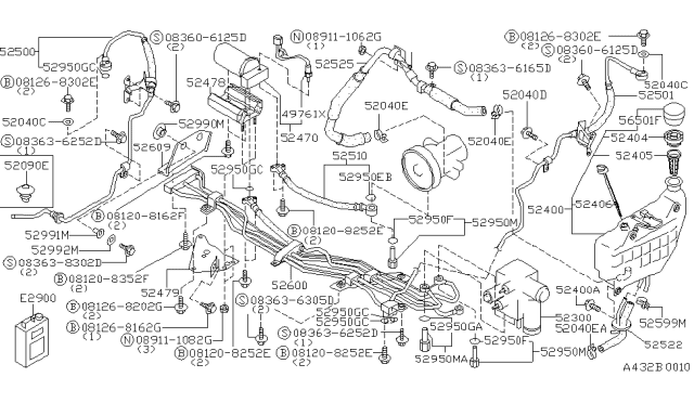 1996 Infiniti Q45 Seal - O Ring Diagram for 52952-64U20