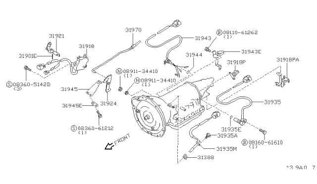 1992 Infiniti Q45 Park/Neutral Position Switch Assembly Diagram for 31918-51X06