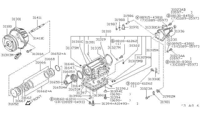 1991 Infiniti Q45 Oil Pan Assembly Diagram for 31391-51X00
