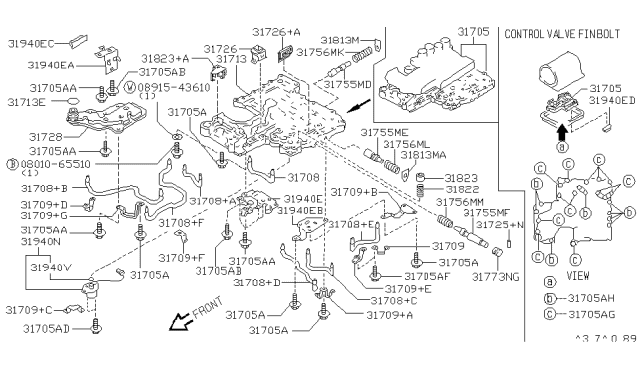1992 Infiniti Q45 Oil Strainer Assembly Diagram for 31728-51X02