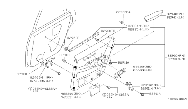 1993 Infiniti Q45 Rear Door Trimming Diagram