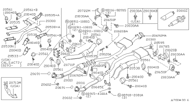 1995 Infiniti Q45 Bracket-Exhaust Tube Mounting Diagram for 20711-60U10