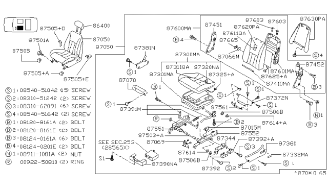1995 Infiniti Q45 Snap Ring Diagram for 00922-50810