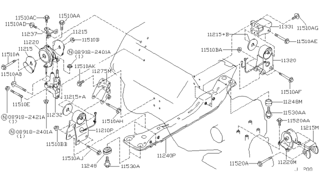 2004 Infiniti I35 Member Assy-Engine Mounting Diagram for 11240-2Y000