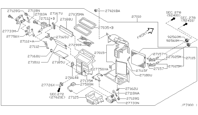 2004 Infiniti I35 Door Assembly Foot Diagram for 27185-41B01