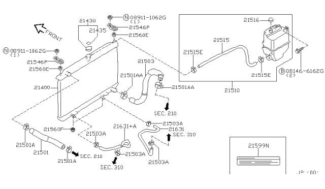 2002 Infiniti I35 Mounting Rubber-Radiator,Lower Diagram for 21507-51Y10