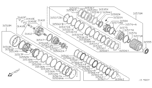 2002 Infiniti I35 Seal-Lathe Cut Ring Diagram for 31527-80X03