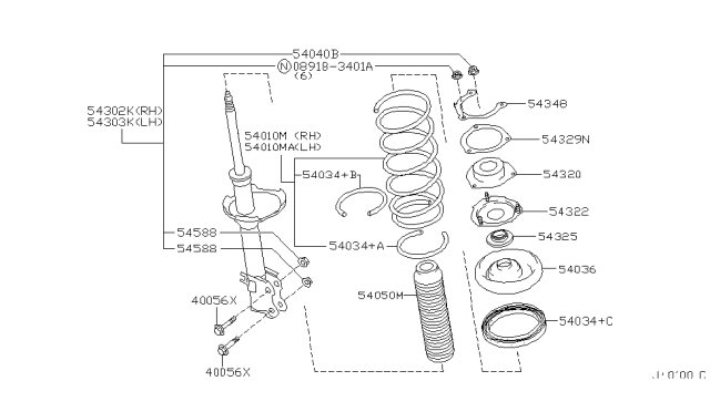 2001 Infiniti I30 Front Spring Diagram for 54010-2Y102