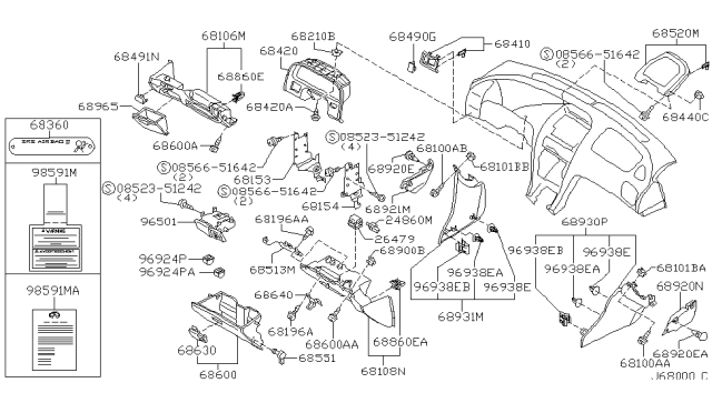 2002 Infiniti I35 Plate-Identification Number Diagram for 68360-6P100