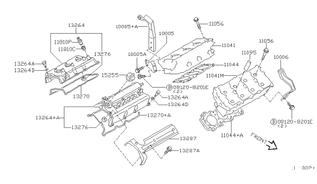 2000 Infiniti I30 Gasket-Cylinder Head Diagram for 11044-2Y905