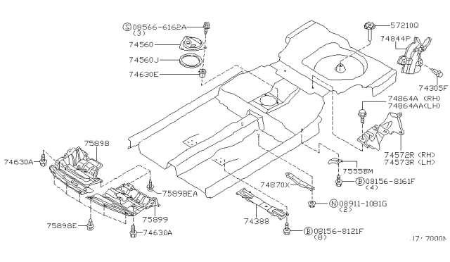 2001 Infiniti I30 Cover-Front Under,LH Diagram for 75897-2Y900
