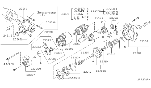 2002 Infiniti I35 Motor Assy-Starter Diagram for 23300-5Y710